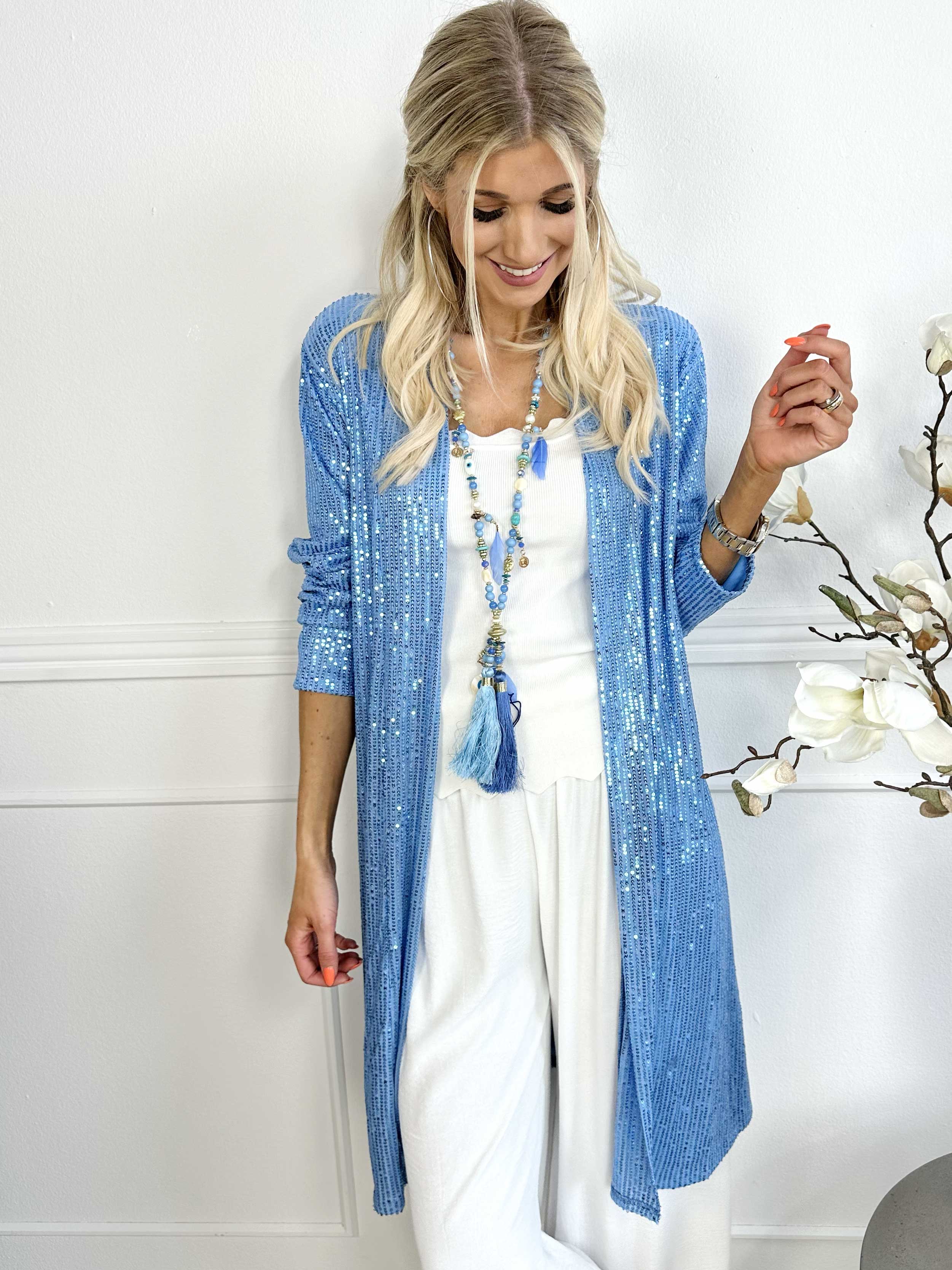 Rosa Glitter - Cardigan med pailletter